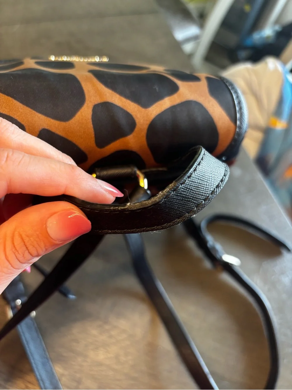 Michael Kors Black & Brown Giraffe-Print Backpack